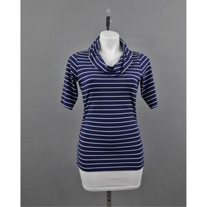 The Limited Women Shirt, Size S, Blue/White, 62% Polyester, 33% Rayon, 5%Spandex